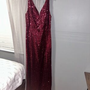 Ballgown Length Dress, Burgundy